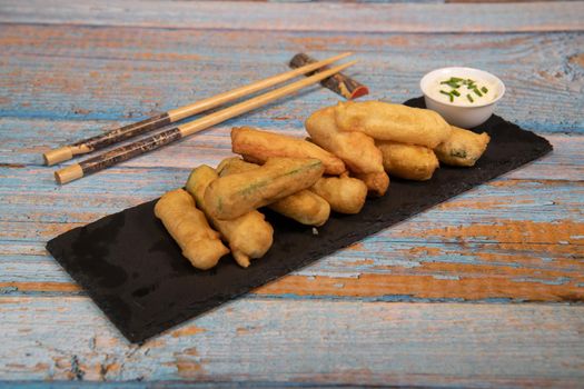 Crispy Vegetable Tempura Recipe, Vegetable Fritters. High quality photo