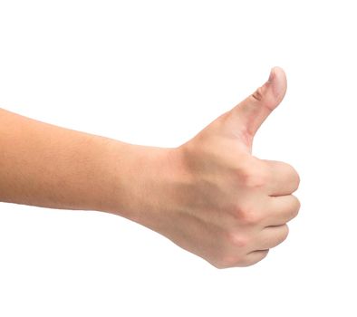 one Thumb up, isolated on white background