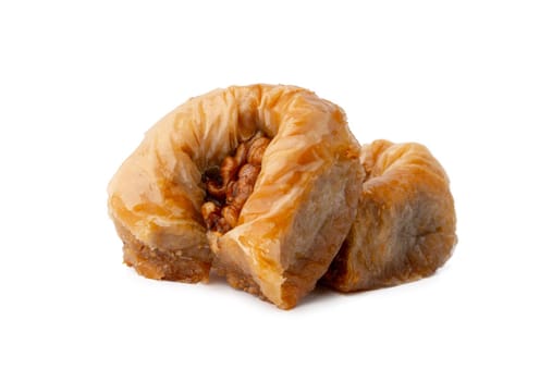 Delicious sweet baklava isolated on white background, close up