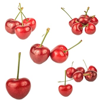 Sweet ripe cherry on white background ys