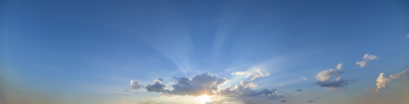 Panorama sky and clouds Sun light In the evening