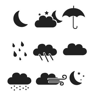 Black weather icons flat vector meteorology illustrations isolated eps 10 isolated
