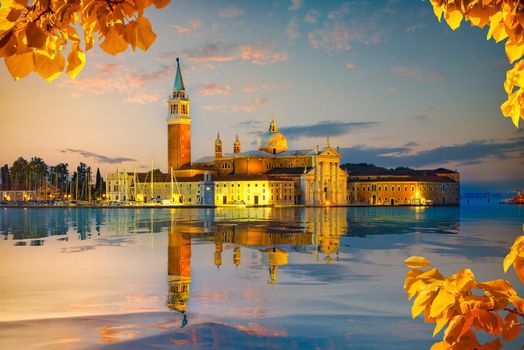 View of San Giorgio Maggiore in Venice in autumn