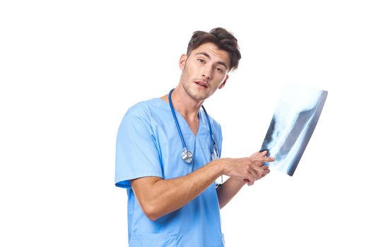 male doctor patient treatment hospital medicine isolated background. High quality photo