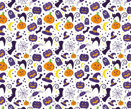 Scary Halloween pattern design illustration for background, copy space