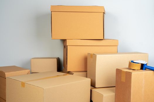 photo of a stack of moving boxes.