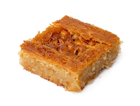 Close up photo of Turkish dessert baklava isolated on white