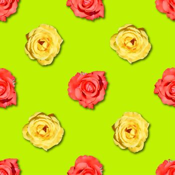 Rose seamless flower pattern. Summer background.