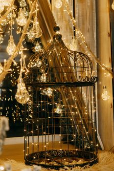 Luminous garland in the Christmas interior