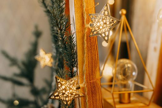 Luminous garland in the Christmas interior