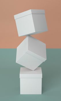 abstract pile white cardboard boxes