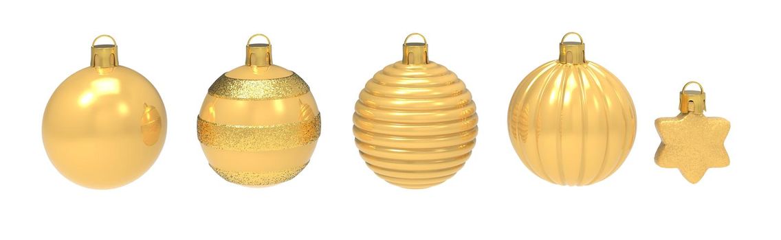 set christmas tree toy on the white background. Christmas decoration. 3d-rendering.