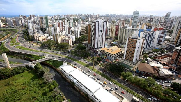 salvador, bahia, brazil - june 29, 2016: aerial view of residential buildings facades in Pituba district in Salvador city.