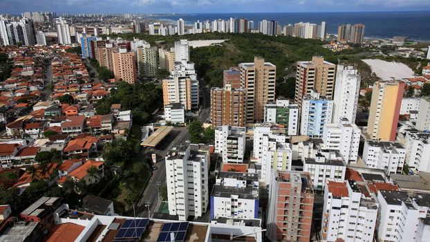 salvador, bahia, brazil - june 29, 2016: aerial view of residential buildings facades in Pituba district in Salvador city.