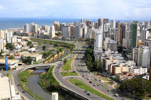 salvador, bahia, brazil - june 29, 2016: aerial view of residential buildings facades in Pituba district in Salvador city.