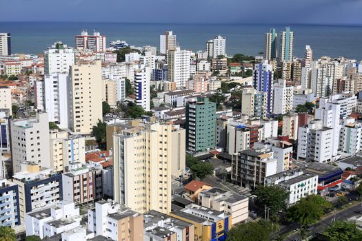 salvador, bahia, brazil - june 29, 2016: aerial view of residential buildings facades in Costa Azul district in Salvador city.