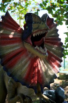 salvador, bahia, brazil - july 20, 2021: view of sculpture in Lagoa dos Dinossauros park in Salvador city. the place was reopened for public visitation.