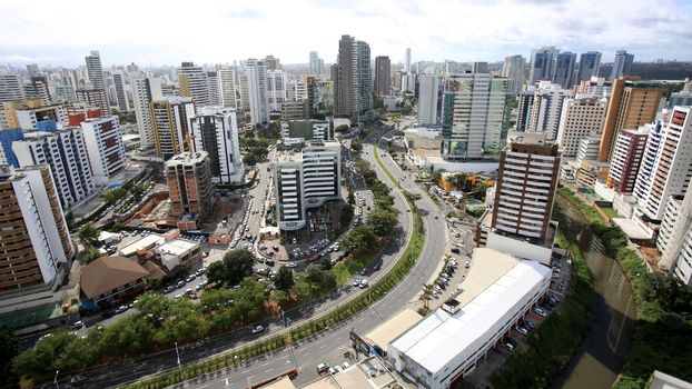 salvador, bahia, brazil - june 29, 2016: aerial view of residential buildings facades in Pituba district in Salvador city.