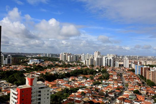 salvador, bahia, brazil - june 29, 2016: aerial view of residential buildings facades in Costa Azul district in Salvador city.