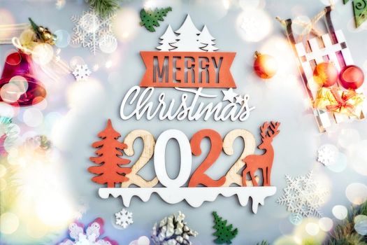 Merry Christmas and Happy Holidays greeting card, frame, banner. New Year. Noel.