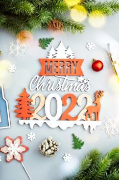 Merry Christmas and Happy Holidays greeting card, frame, banner. New Year. Noel.