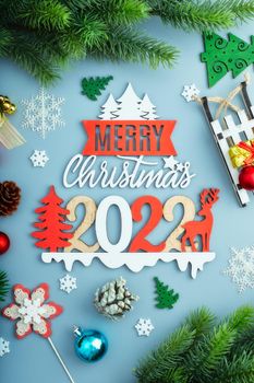 Merry christmas card. Winter holiday theme. Happy New Year. Space for text