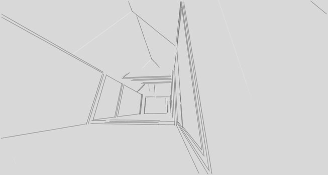 Abstract sketch, Architectural ,Construction ,Wireframe