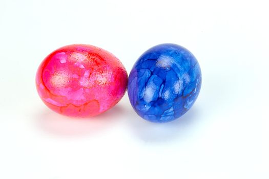 Easter eggs colorful painted isolated on white background, children paint colorful easter eggs, Happy Easter Holiday concept copy space space for text