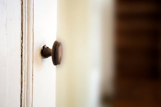 Door open to new home, New construction property, needs renovation, investment real estate wooden door with copy space background apartment or house