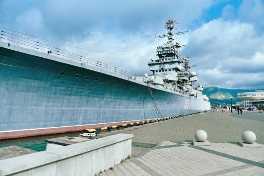 NOVOROSSIYSK, RUSSIA, 19 October 2014: Artillery cruiser "Mikhail Kutuzov" in the port of Novorossiysk, 19 October 2014.