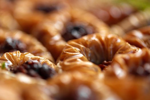 Close up photo of delicious baklava at a hotel buffet