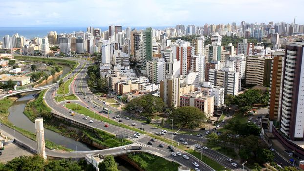 salvador, bahia, brazil - june 29, 2016: aerial view of residential buildings facades in Pituba district in Salvador city.