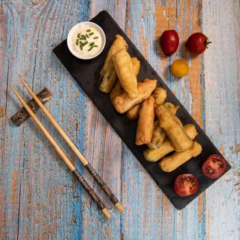 Crispy Vegetable Tempura Recipe, Vegetable Fritters. High quality photo