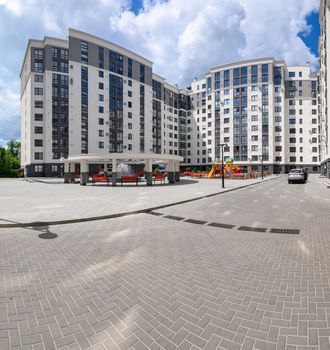 Typical brand new luxurious condo apartment building in Chisinau, Moldova