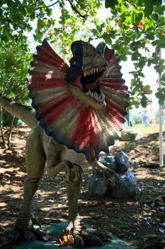 salvador, bahia, brazil - july 20, 2021: view of sculpture in Lagoa dos Dinossauros park in Salvador city. the place was reopened for public visitation.