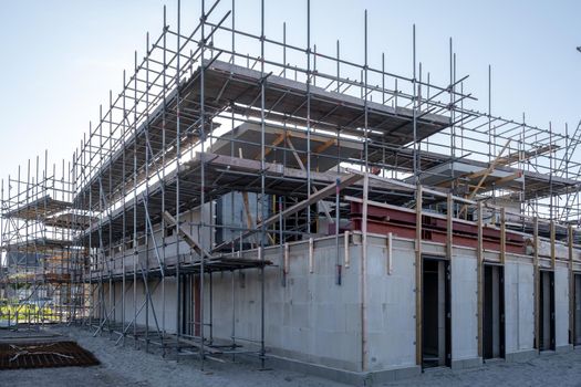 construction site of new Dutch Suburban area with modern family houses, newly build modern family homes in the Netherlands Construction site of local homes, the Construction site of local family houseNetherlands