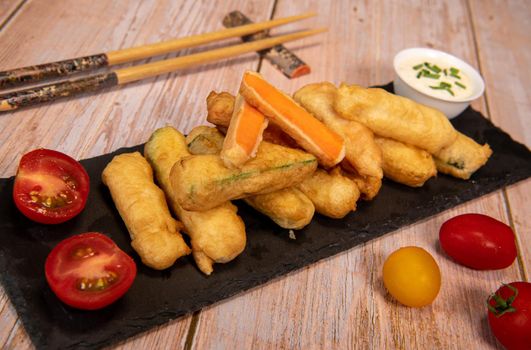 Crispy Vegetable Tempura Recipe, Vegetable Fritters. High quality photo