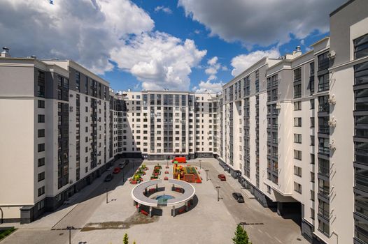 Typical brand new luxurious condo apartment building in Chisinau, Moldova