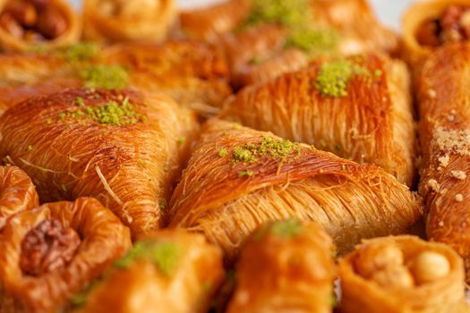 Close up photo of delicious baklava at a hotel buffet