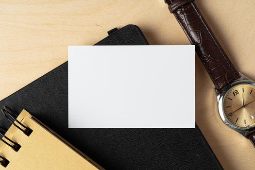 Blank white business card with copy space for your design, close up