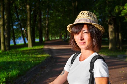 Portrait of a young woman in the park