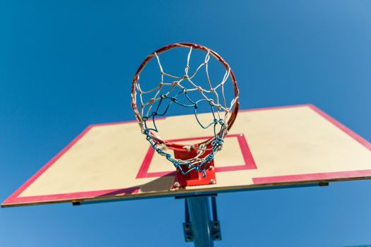 Street basketball, close-up shield and ring for basketball