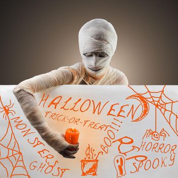 Concept mummy halloween. Halloween text