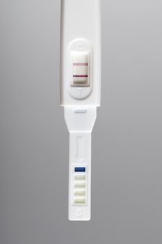 closeup pregnancy test with positive pregnant