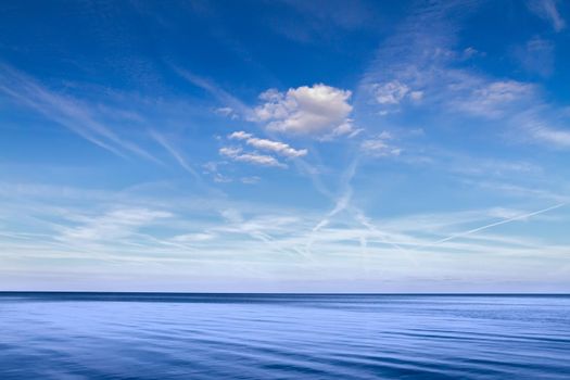 Landscape tranquil blue sea and sky