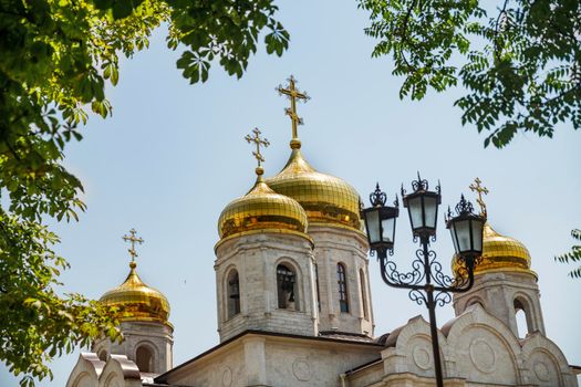 Spassky cathedral with golden domes in Pyatigorsk