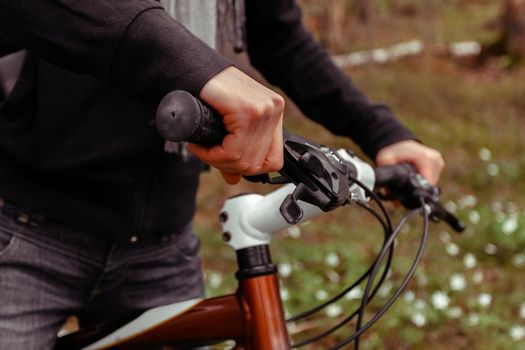 Woman behind the wheel of a bicycle