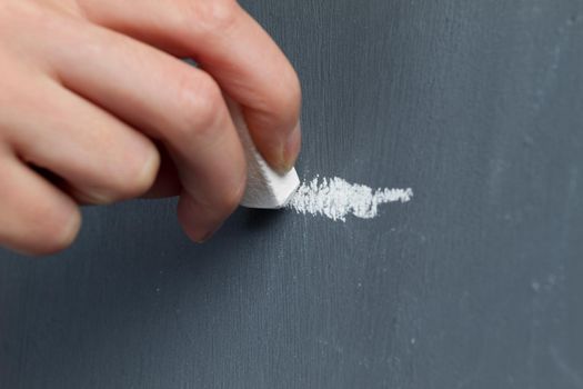 Written by chalk on a blackboard, close-up, copyspace