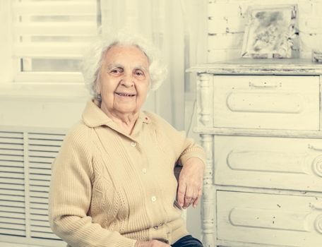 elderly woman portrait in interior