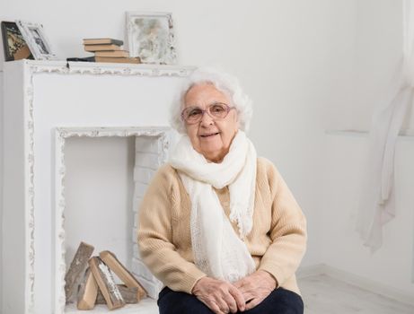 elderly woman portrait in interior